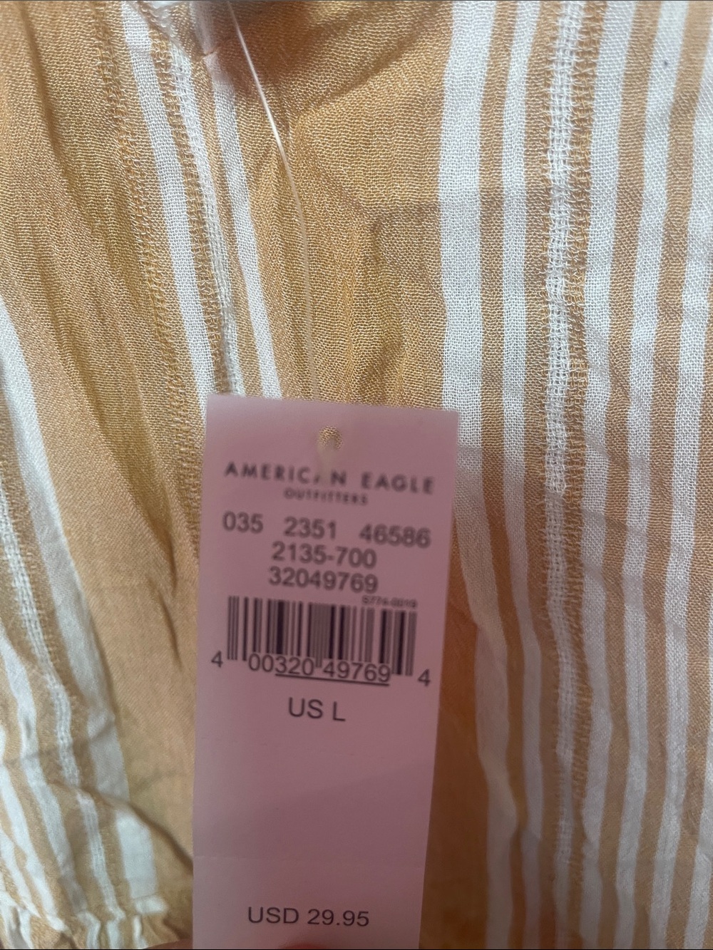 American Eagle Tan and White Striped Sleeveless Cami - Picture 3 of 4